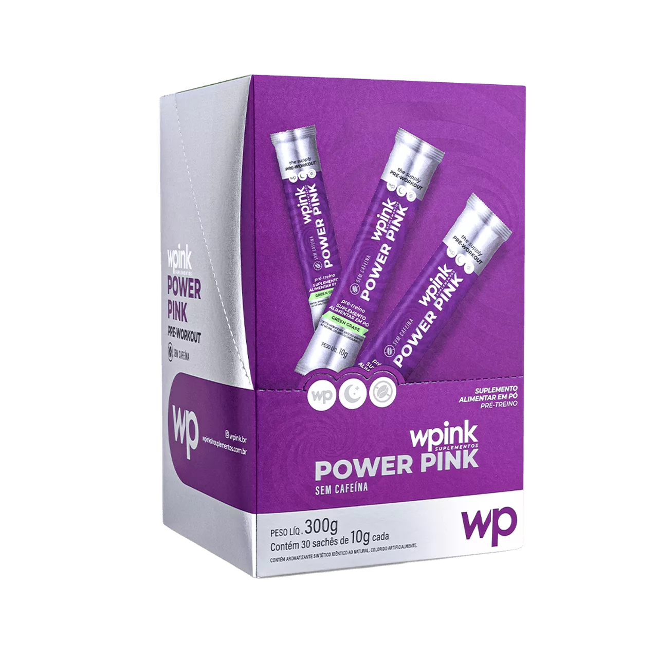 power pink sem cafeína de uva verde - pré-treino - 300g - wp