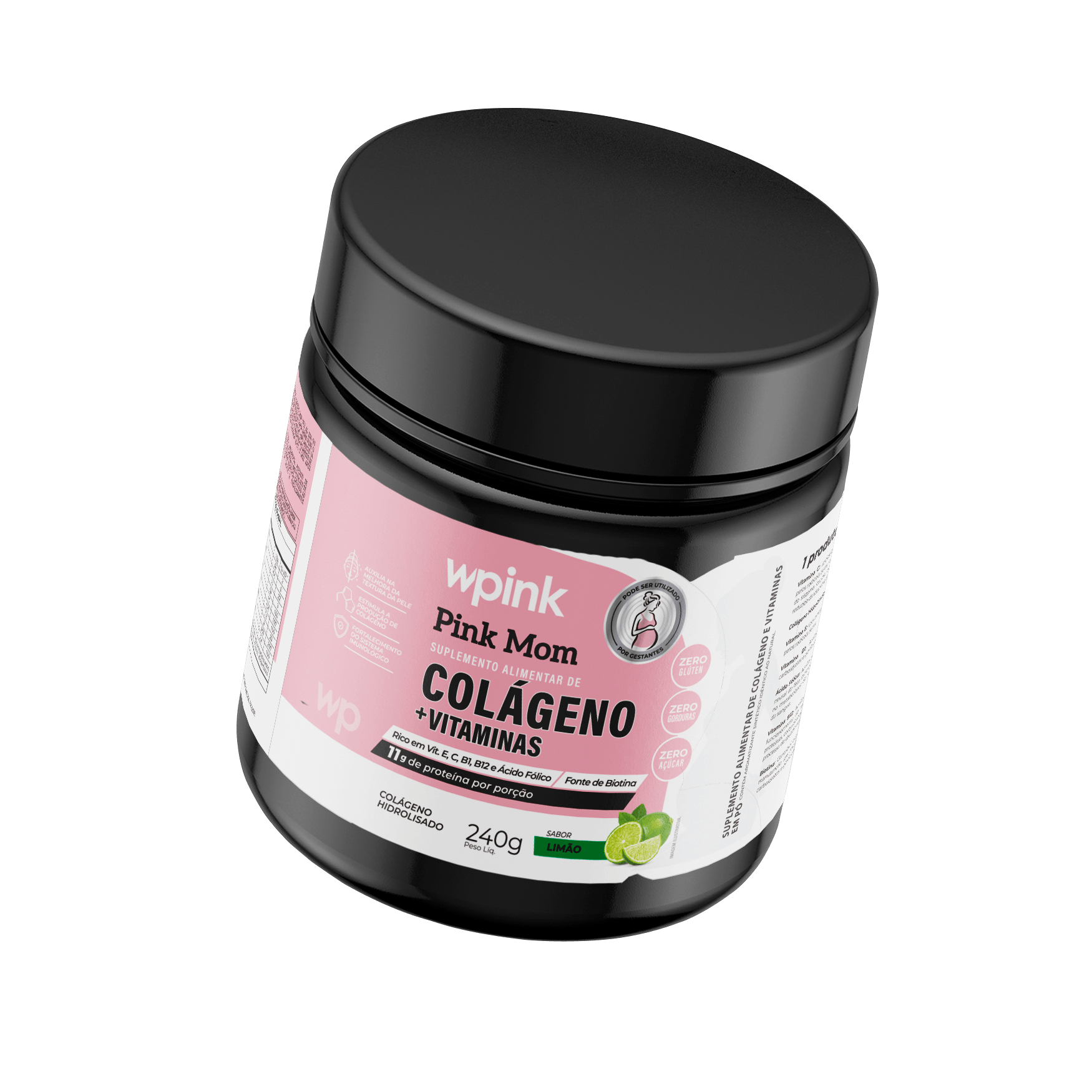 colágeno pink mom de limão - 240g – wp